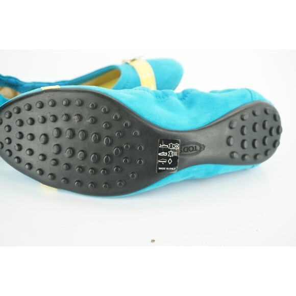 Tod's Dee Blue Suede Belted Cap Toe Ballet Flats Size 36.5 Women's shoe New - Picture 8 of 10